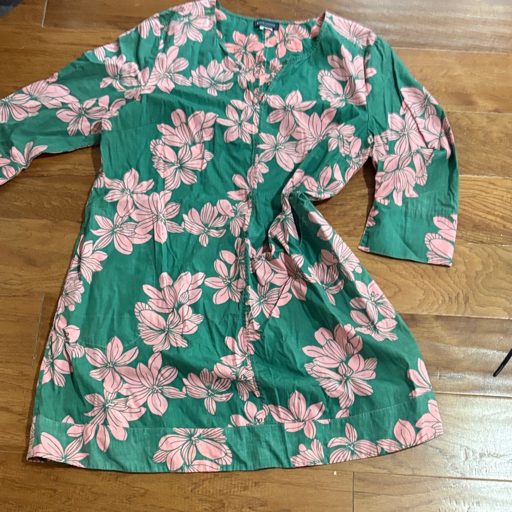 Reyn Spooner Green and Pink Floral summer long sleeve dress size XL